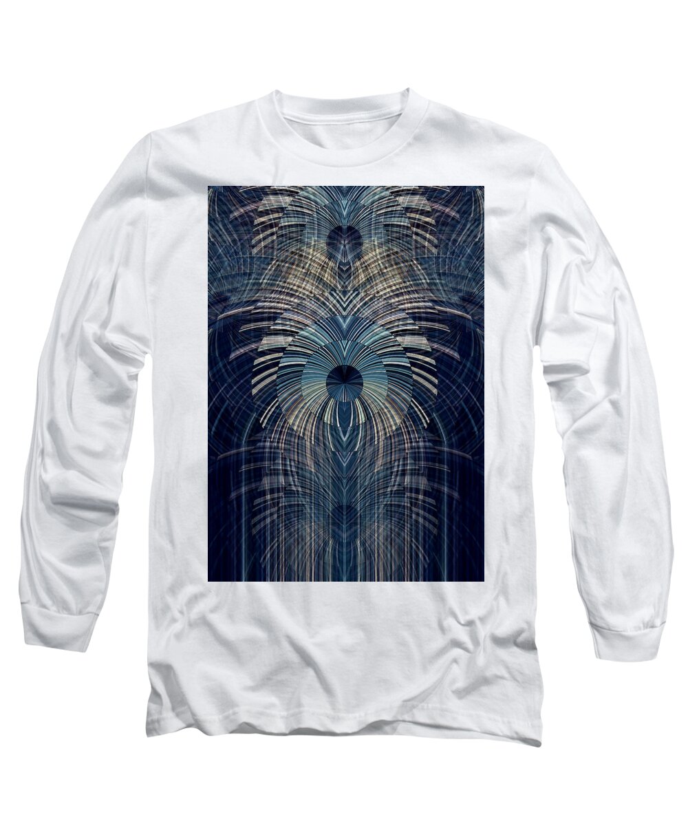 Spiral Long Sleeve T-Shirt featuring the digital art Deco Blue by David Manlove
