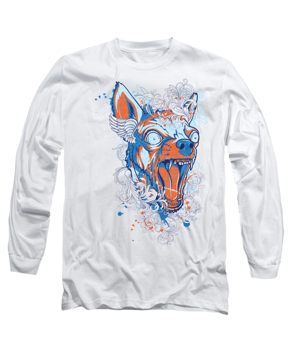 Dog Long Sleeve T-Shirt featuring the digital art Dog wild and crazy Chihuahua by Matthias Hauser