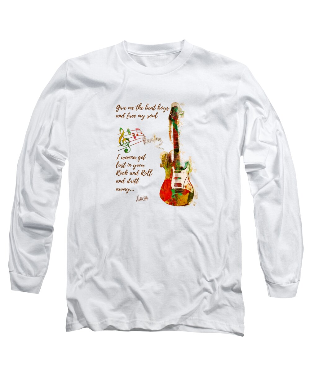 Guitar Long Sleeve T-Shirt featuring the digital art Drift Away by Nikki Marie Smith