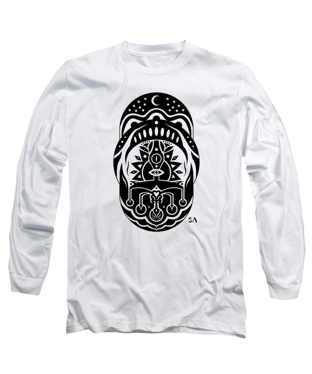 Black And White Long Sleeve T-Shirt featuring the digital art Earth by Silvio Ary Cavalcante