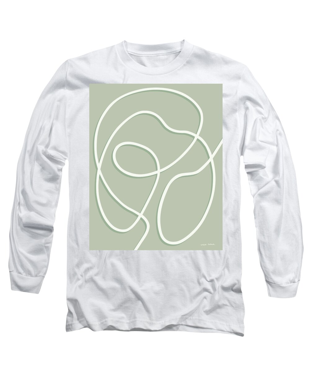 Nikita Coulombe Long Sleeve T-Shirt featuring the painting Embrace 1 in mint by Nikita Coulombe