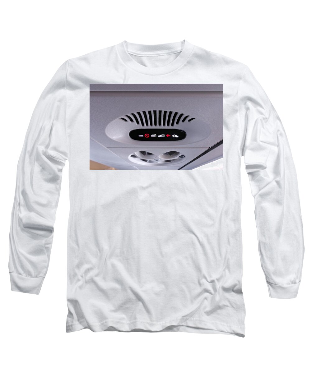 No Smoking Sign Long Sleeve T-Shirt featuring the photograph Fasten Seat Belt / No Smoking by Thomas Schroeder