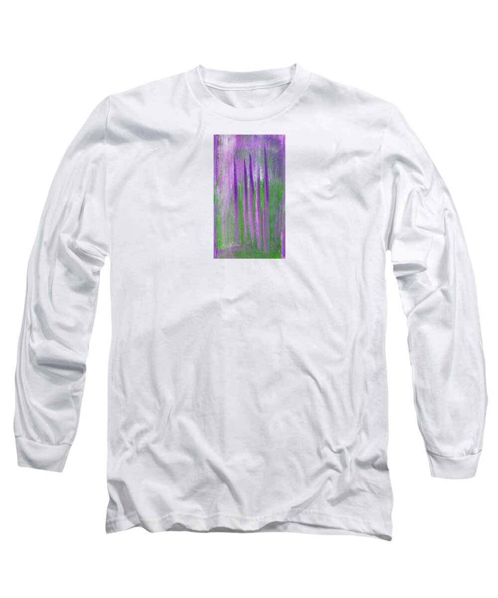 Feather Long Sleeve T-Shirt featuring the painting Feather Gift Purple by Corinne Carroll