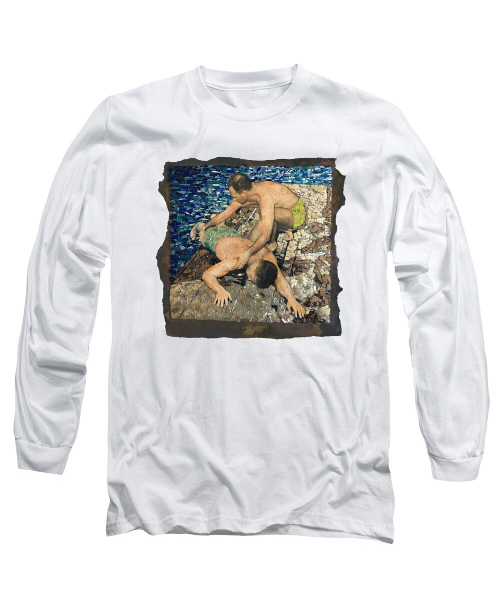 Glass Long Sleeve T-Shirt featuring the mixed media Fig. 100. Lift onto dock. by Matthew Lazure