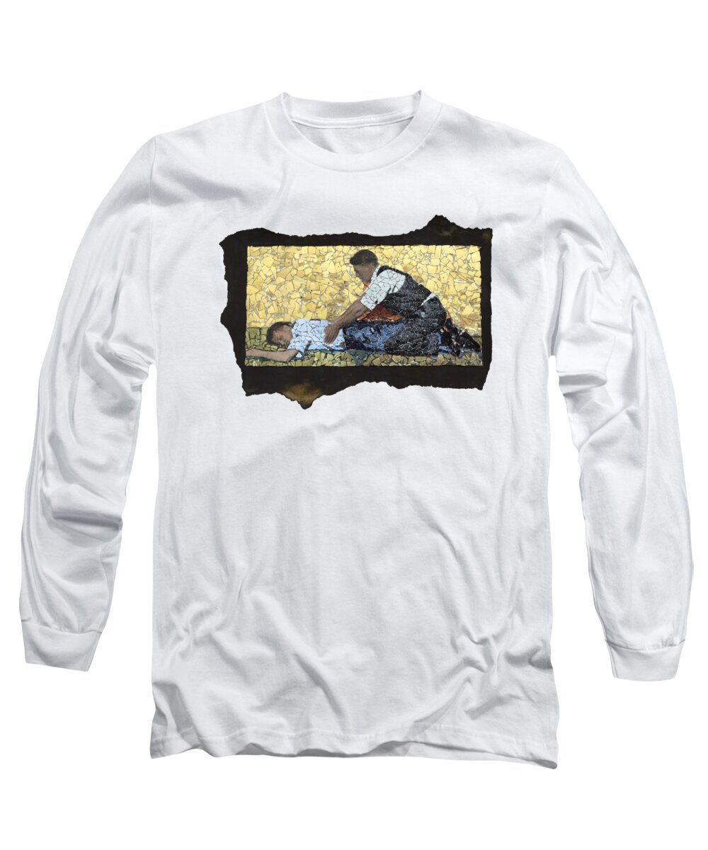 Glass Long Sleeve T-Shirt featuring the mixed media Fig. 57. Artificial respiration-first position. by Matthew Lazure