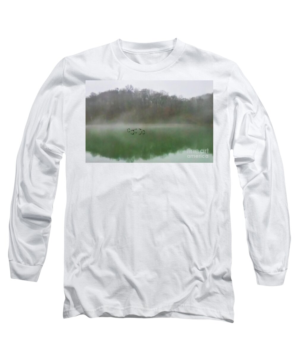 Landscape Long Sleeve T-Shirt featuring the photograph Five Geese by Theresa D Williams