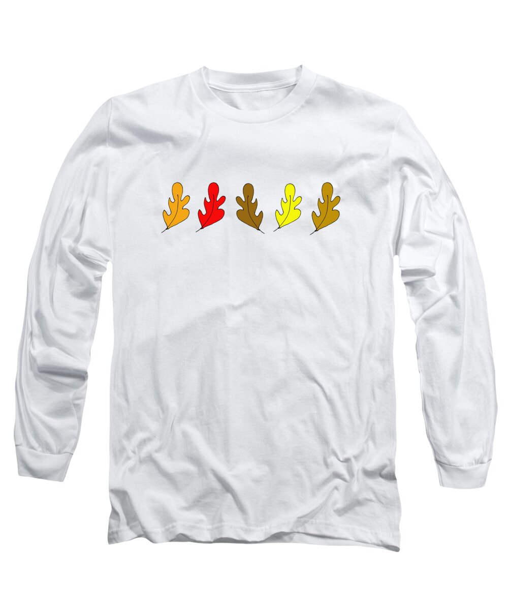 Autumn Leaves Long Sleeve T-Shirt featuring the painting Five Oaks by Nancy Merkle