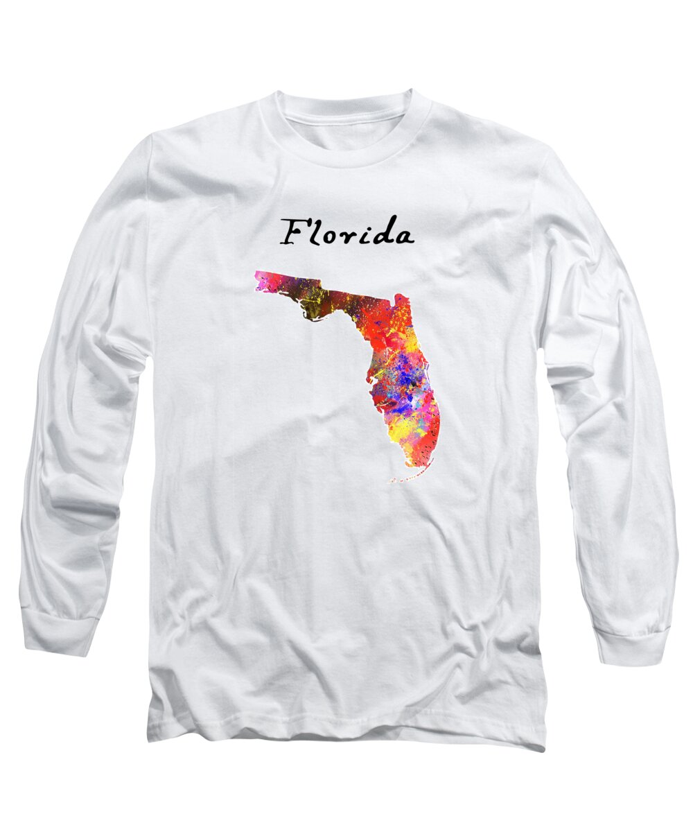 Florida Watercolor design map quote definiton Long Sleeve T-Shirt
