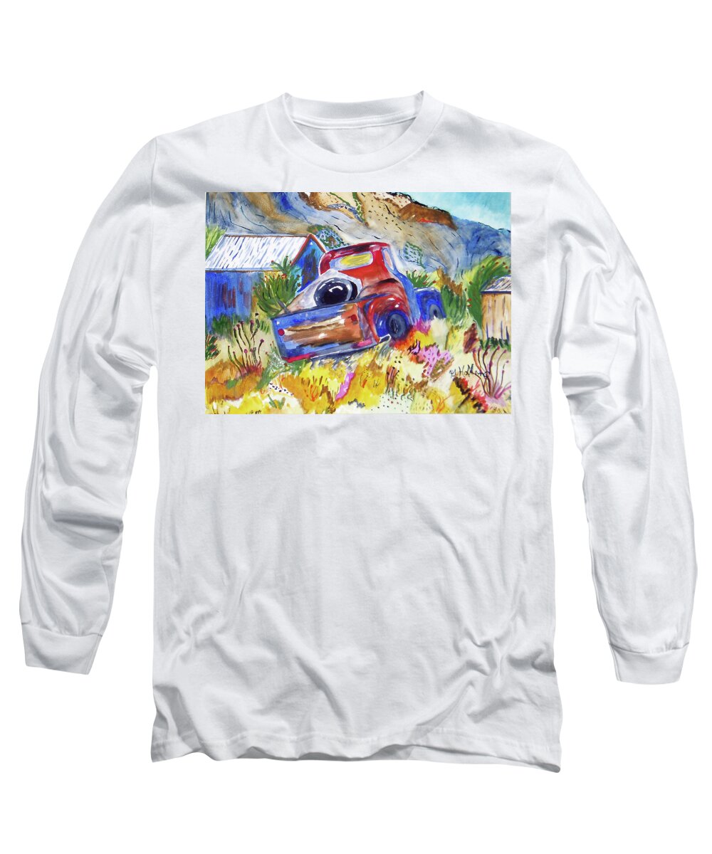 Watercolor Long Sleeve T-Shirt featuring the painting Flowers and Junk by Genevieve Holland