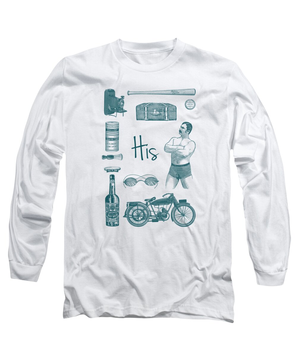 His Long Sleeve T-Shirt featuring the mixed media French His Decor by Madame Memento