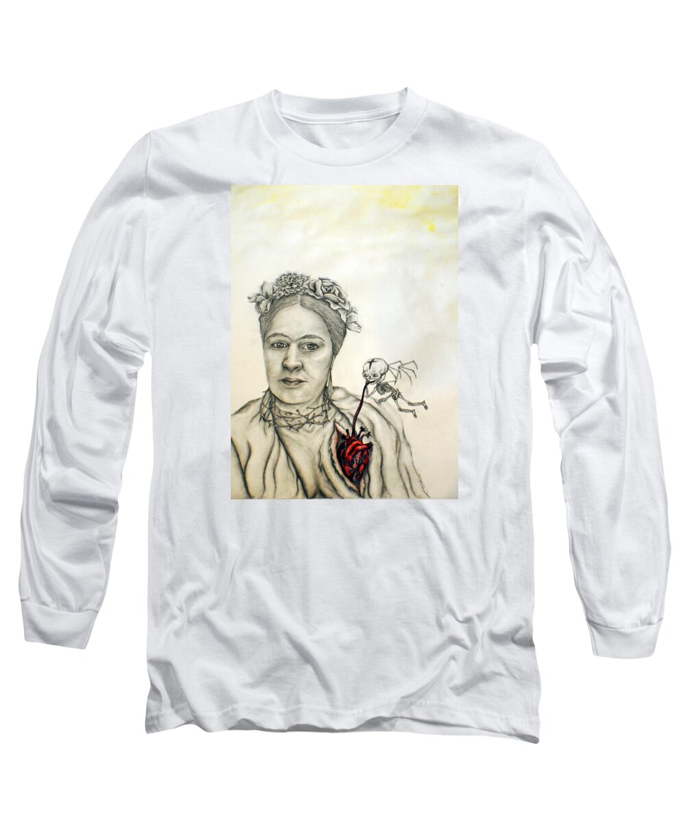 Heart Long Sleeve T-Shirt featuring the painting Frida Resurrected by Meganne Peck