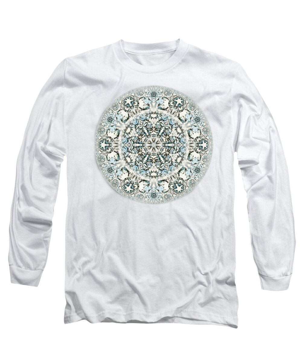  Long Sleeve T-Shirt featuring the mixed media Frosty Morning Kaleidoscope Transparent 2 by Eileen Backman