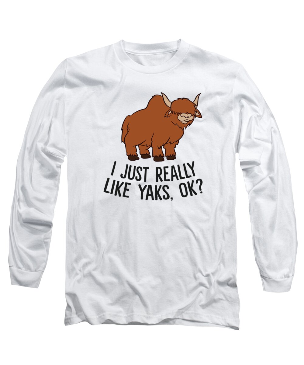 Yak Long Sleeve T-Shirt featuring the tapestry - textile Funny Yak Farmer Gift I Just Really Like Yaks by EQ Designs