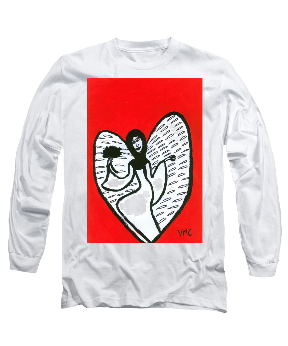 Angel Long Sleeve T-Shirt featuring the painting Gaelitrea Angel by Victoria Mary Clarke