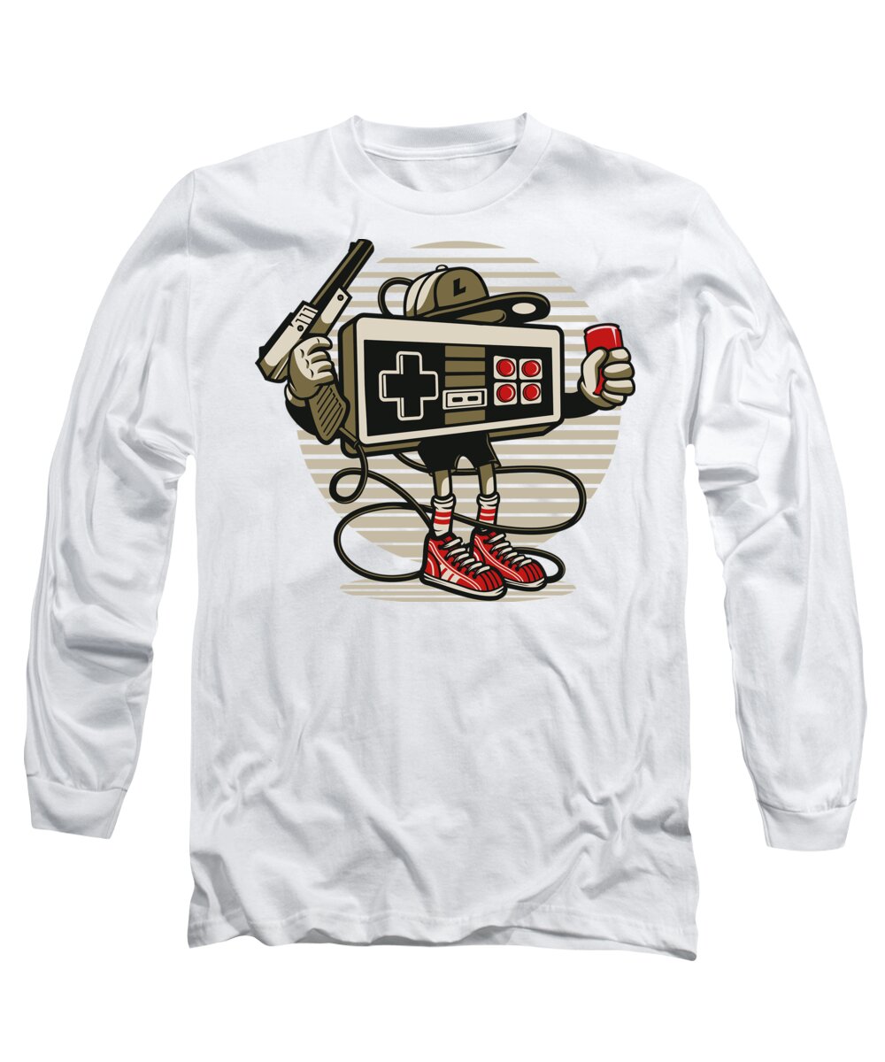 Game Long Sleeve T-Shirt featuring the digital art Game console by Long Shot