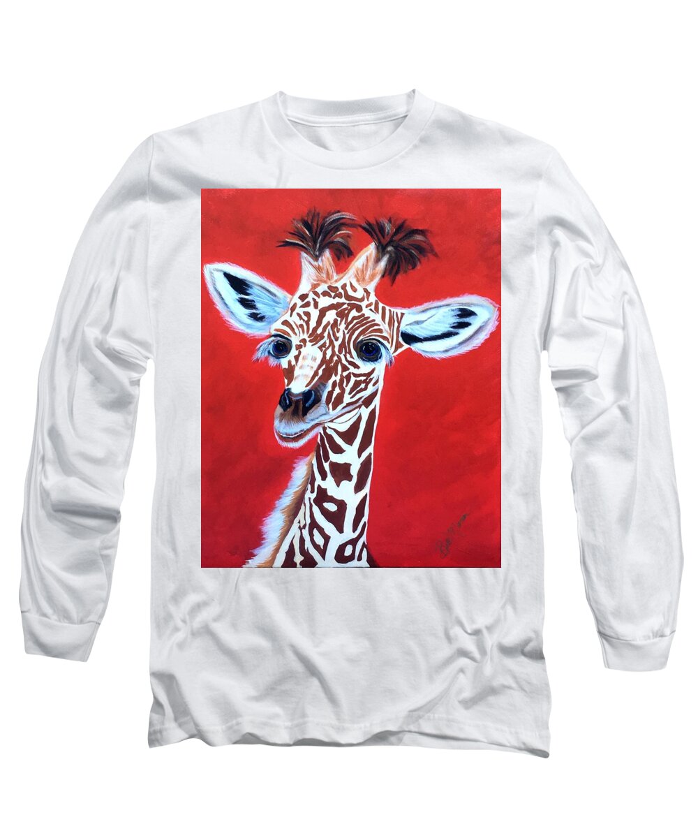  Long Sleeve T-Shirt featuring the painting Gerry the Giraffe by Bill Manson