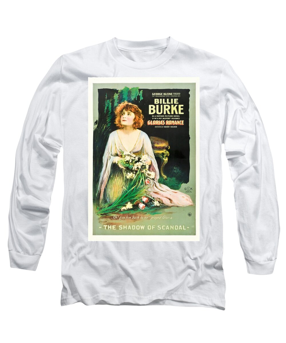 Gloria's Long Sleeve T-Shirt featuring the mixed media ''Gloria's Romance'', 1916 by Movie World Posters