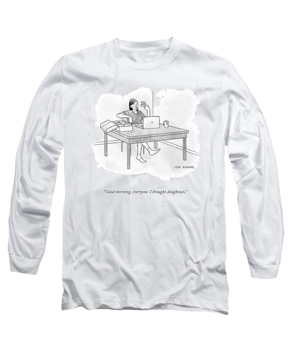 Good Morning Long Sleeve T-Shirt featuring the drawing Good Morning by Jon Adams