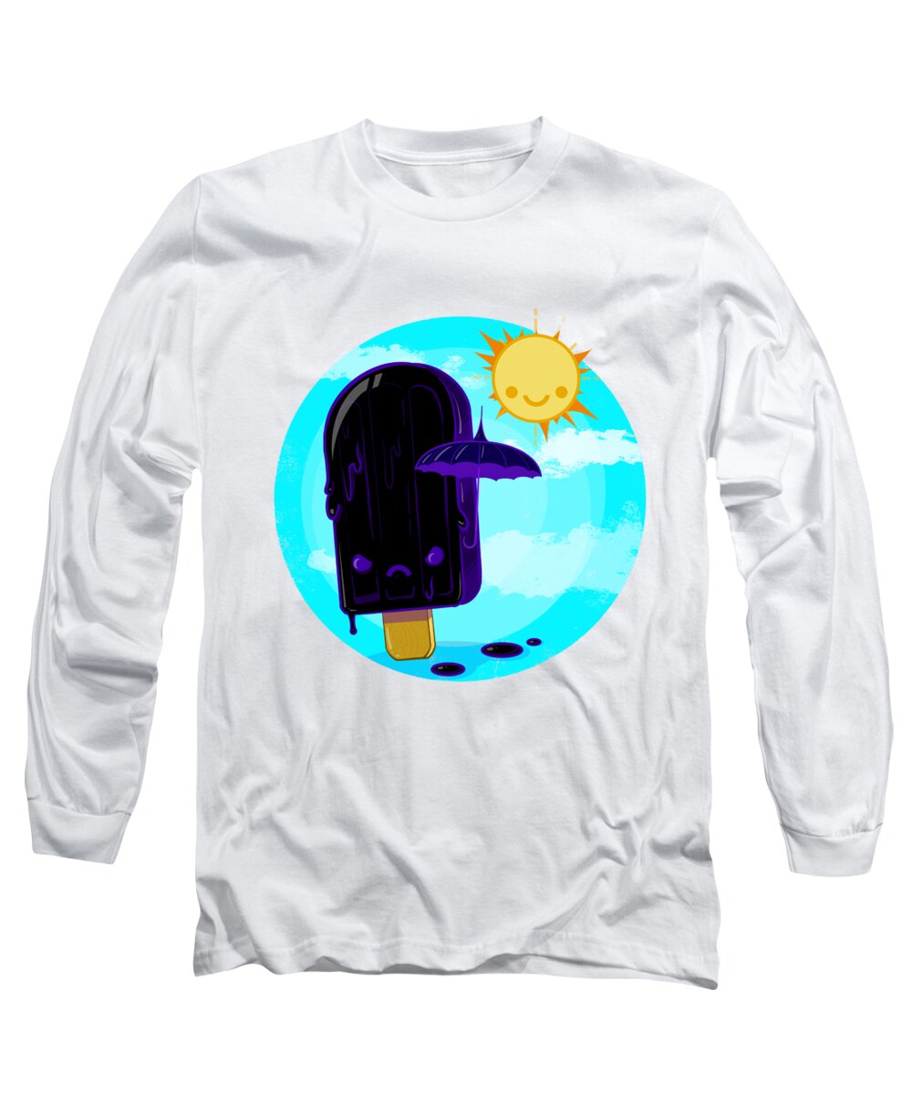 Popsicle Long Sleeve T-Shirt featuring the drawing Gothsicle by Ludwig Van Bacon