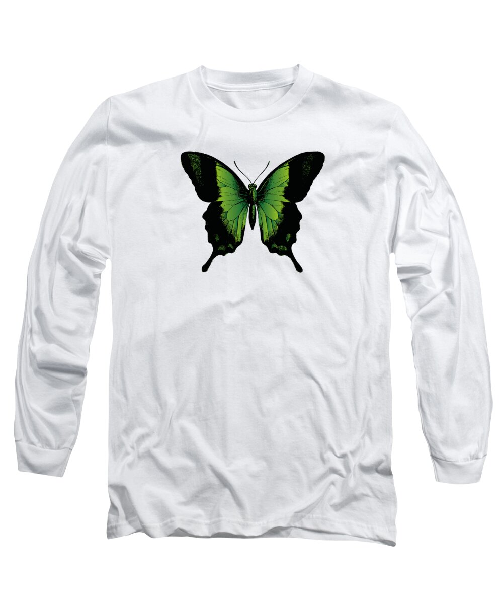 Green Butterfly Long Sleeve T-Shirt featuring the digital art Green Butterfly by Eclectic at Heart
