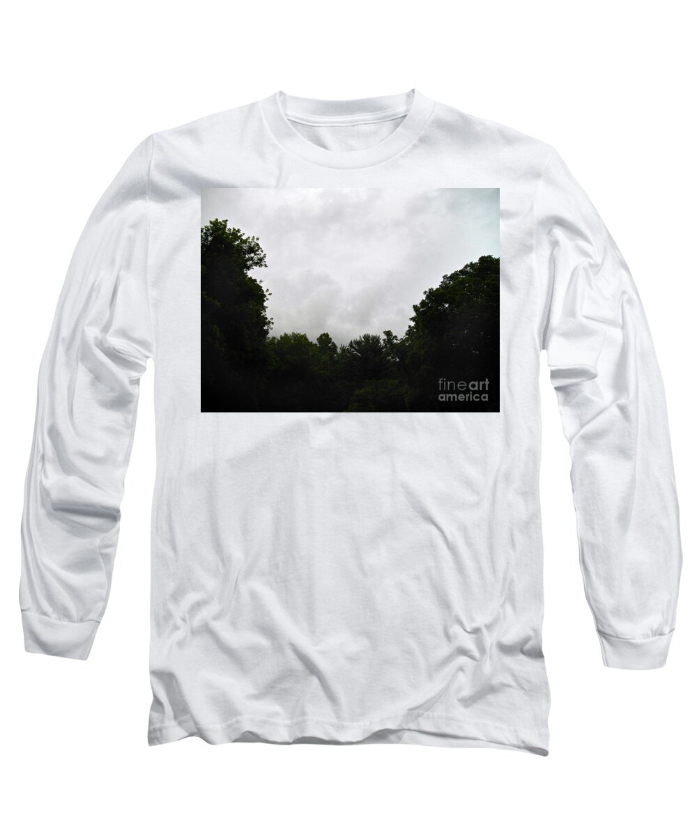 Landscape Long Sleeve T-Shirt featuring the photograph Green Tree Line Under The Stormy Clouds by Frank J Casella