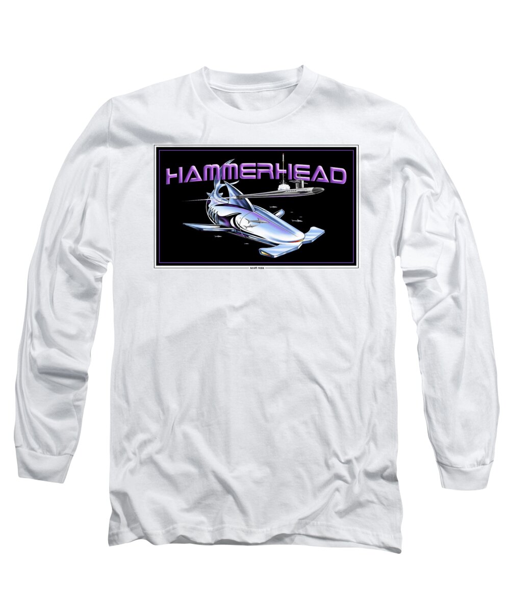  Long Sleeve T-Shirt featuring the digital art Hammerhead by Scott Ross