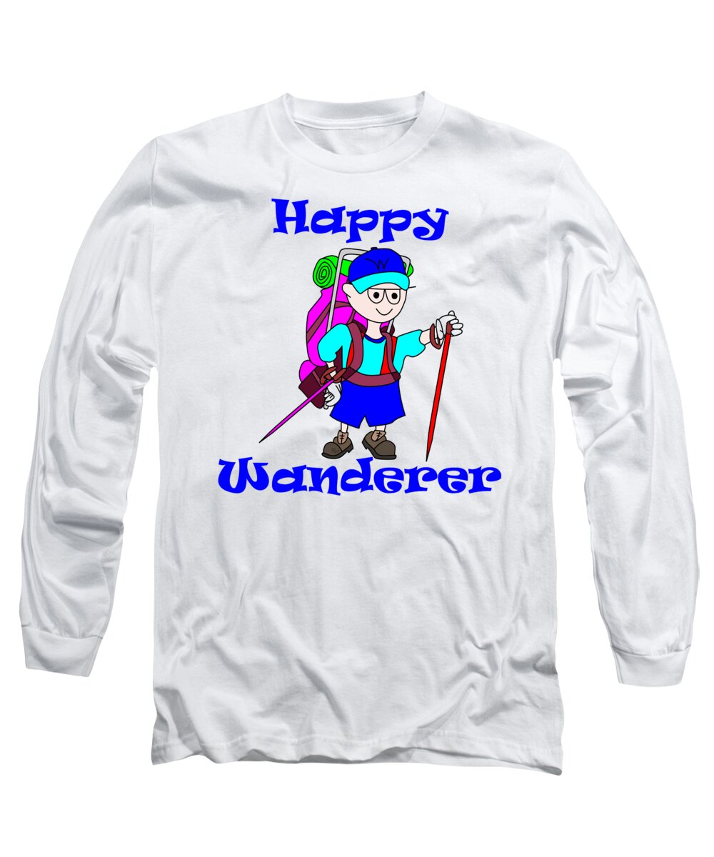 Happiness Long Sleeve T-Shirt featuring the digital art Happy Wanderer - Toon Land by Bill Ressl