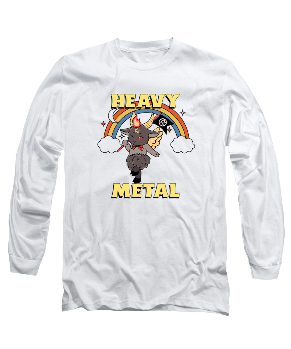 Cute Baphomet Long Sleeve T-Shirt featuring the digital art Heavy Metal cute Baphomet by Me