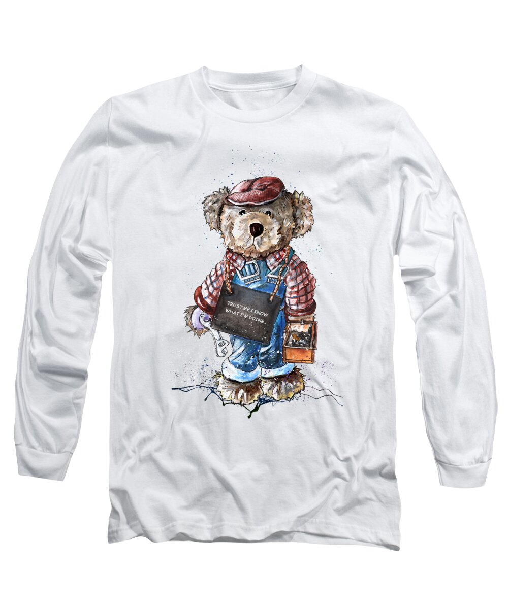 Bear Long Sleeve T-Shirt featuring the painting I know What I Am Doing by Miki De Goodaboom