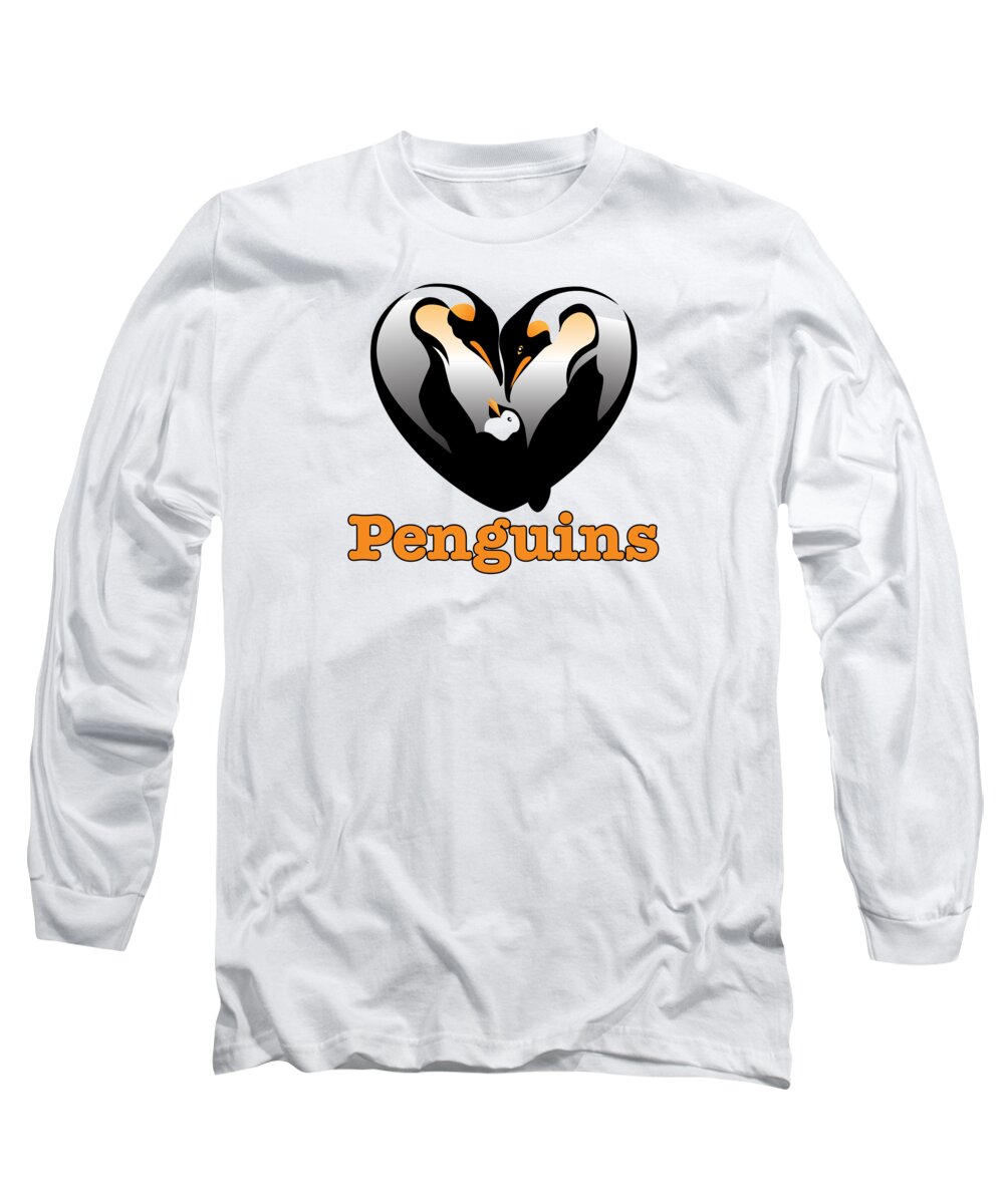 Penguins Long Sleeve T-Shirt featuring the painting I love Penguins by Robert Corsetti