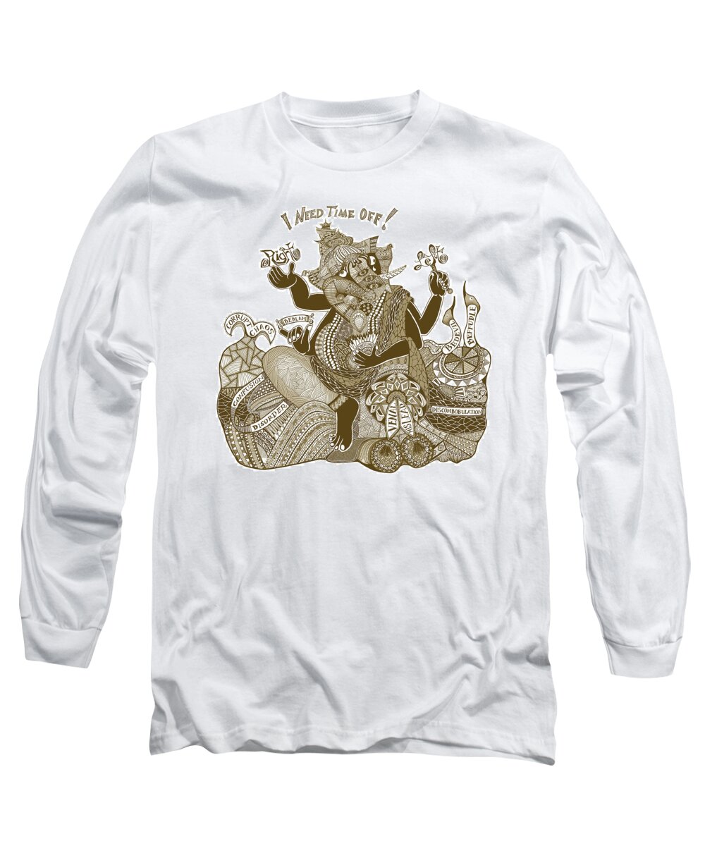 Ganesh Long Sleeve T-Shirt featuring the digital art I Need Time Off by Hone Williams