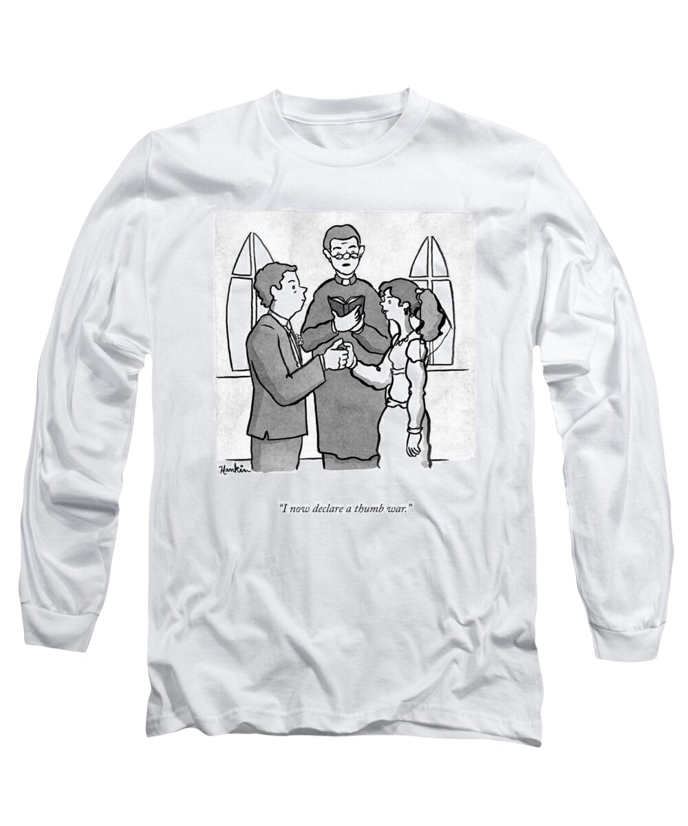 I Now Declare A Thumb War. Bride Long Sleeve T-Shirt featuring the drawing I Now Declare A Thumb War by Charlie Hankin