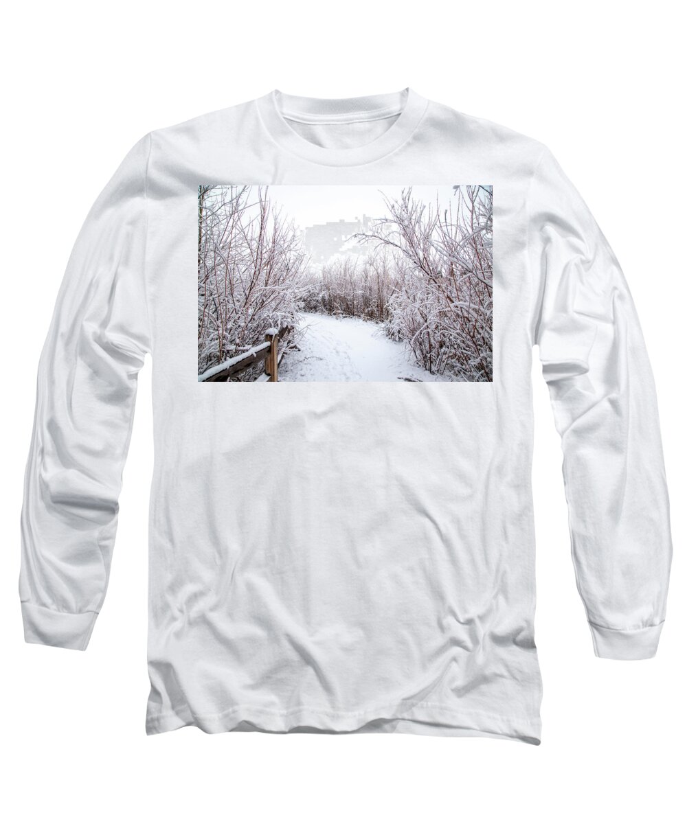 Icy Long Sleeve T-Shirt featuring the photograph Icy Winter Path by Dart Humeston