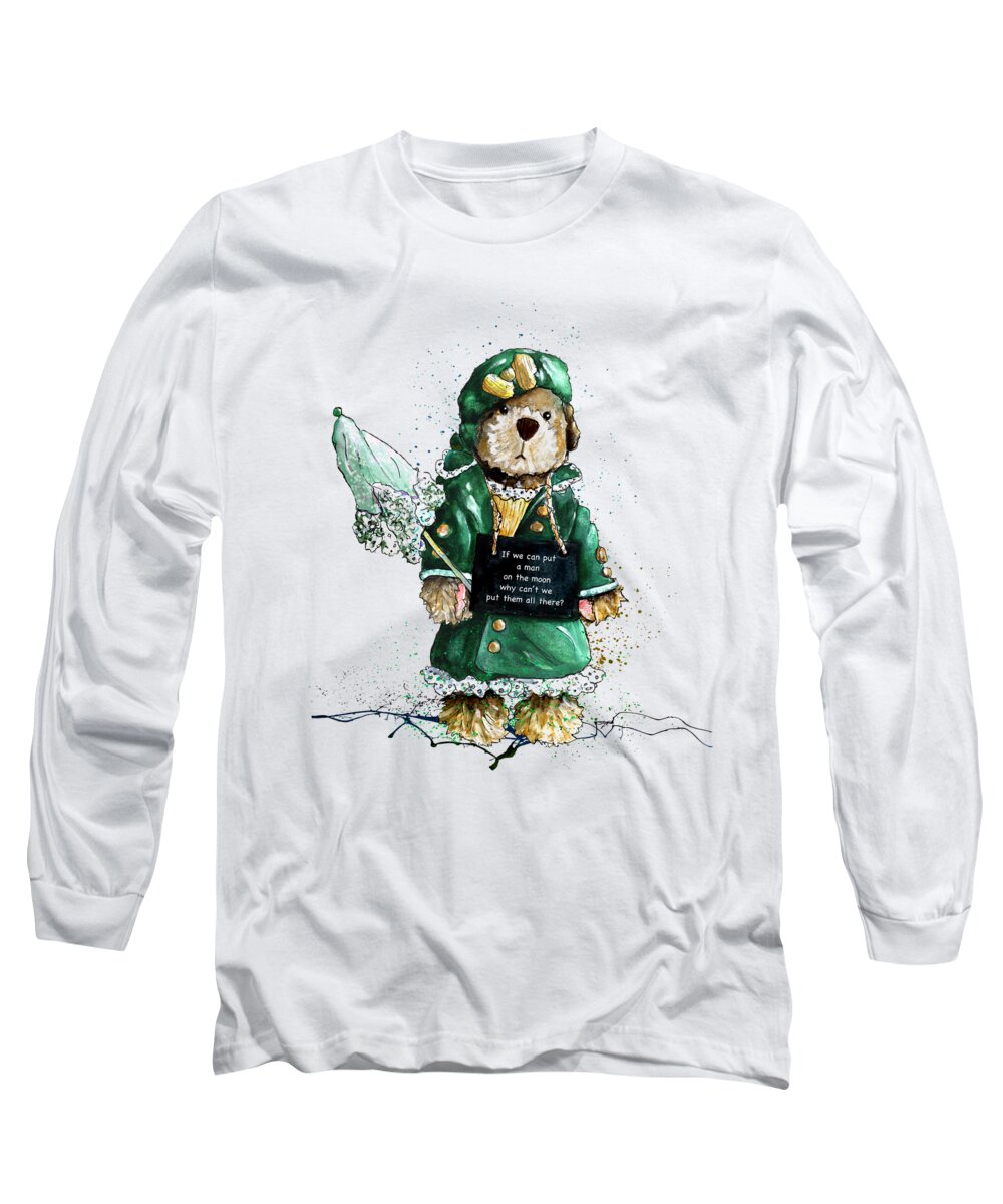 Bear Long Sleeve T-Shirt featuring the painting If We Can Put A Man On The Moon by Miki De Goodaboom