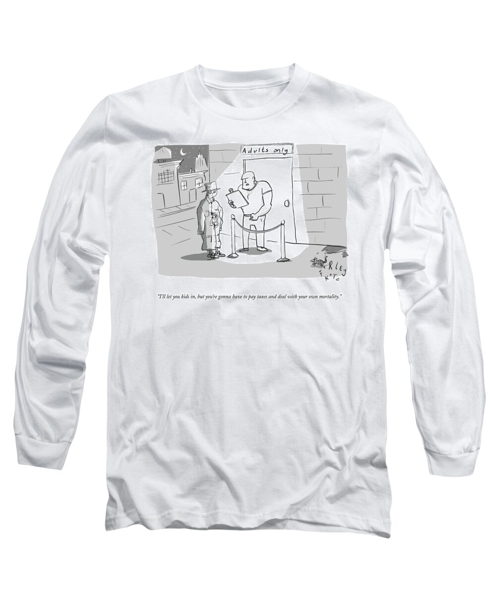 i'll Let You Kids In Long Sleeve T-Shirt featuring the drawing I'll Let You In by Farley Katz