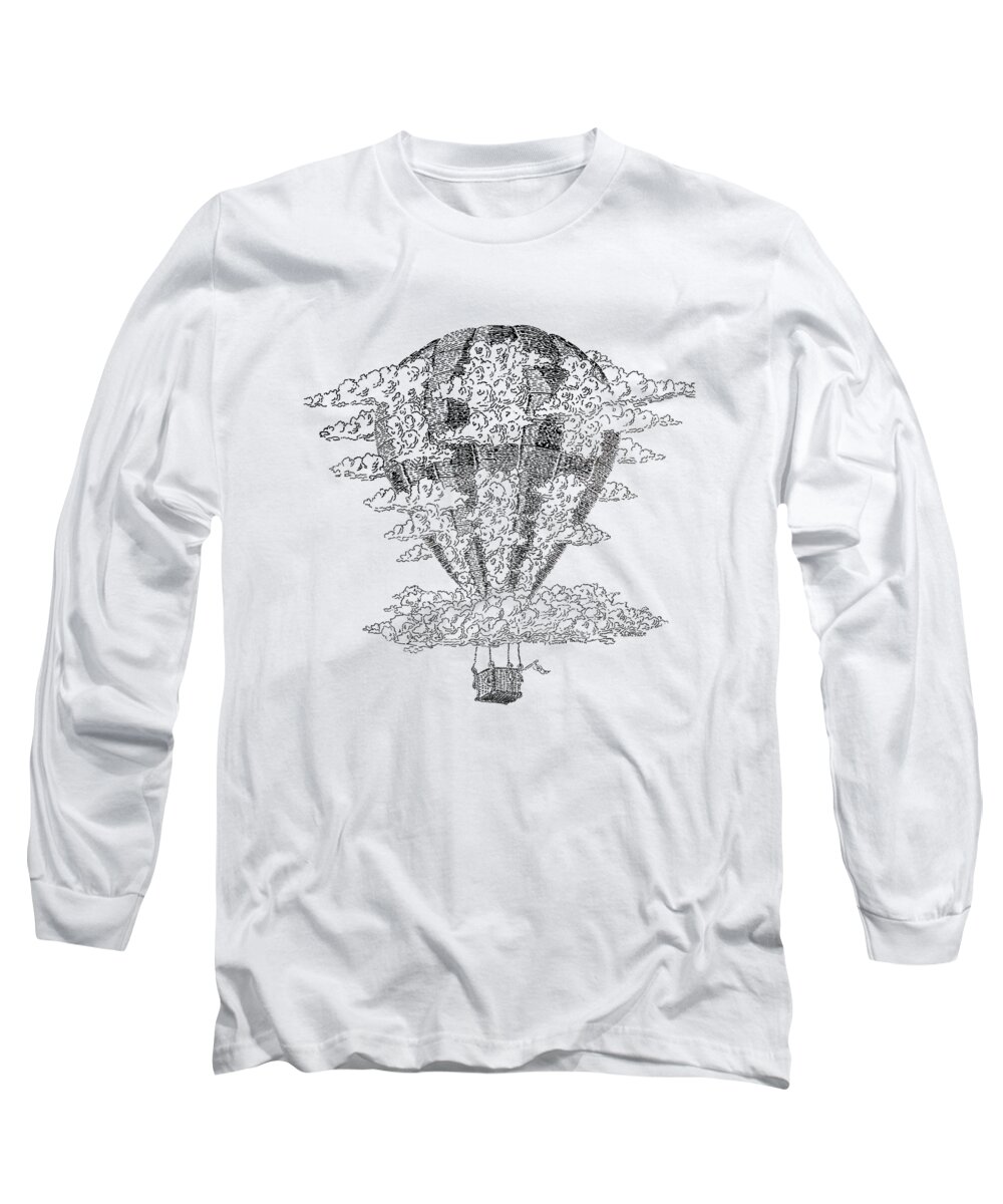 Surreal Long Sleeve T-Shirt featuring the digital art In My Cumulus Balloon by Jenny Armitage