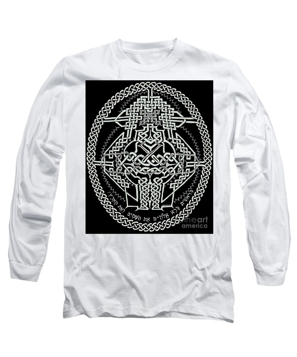In The Beginning Long Sleeve T-Shirt featuring the drawing In the beginning by Hidden Mountain