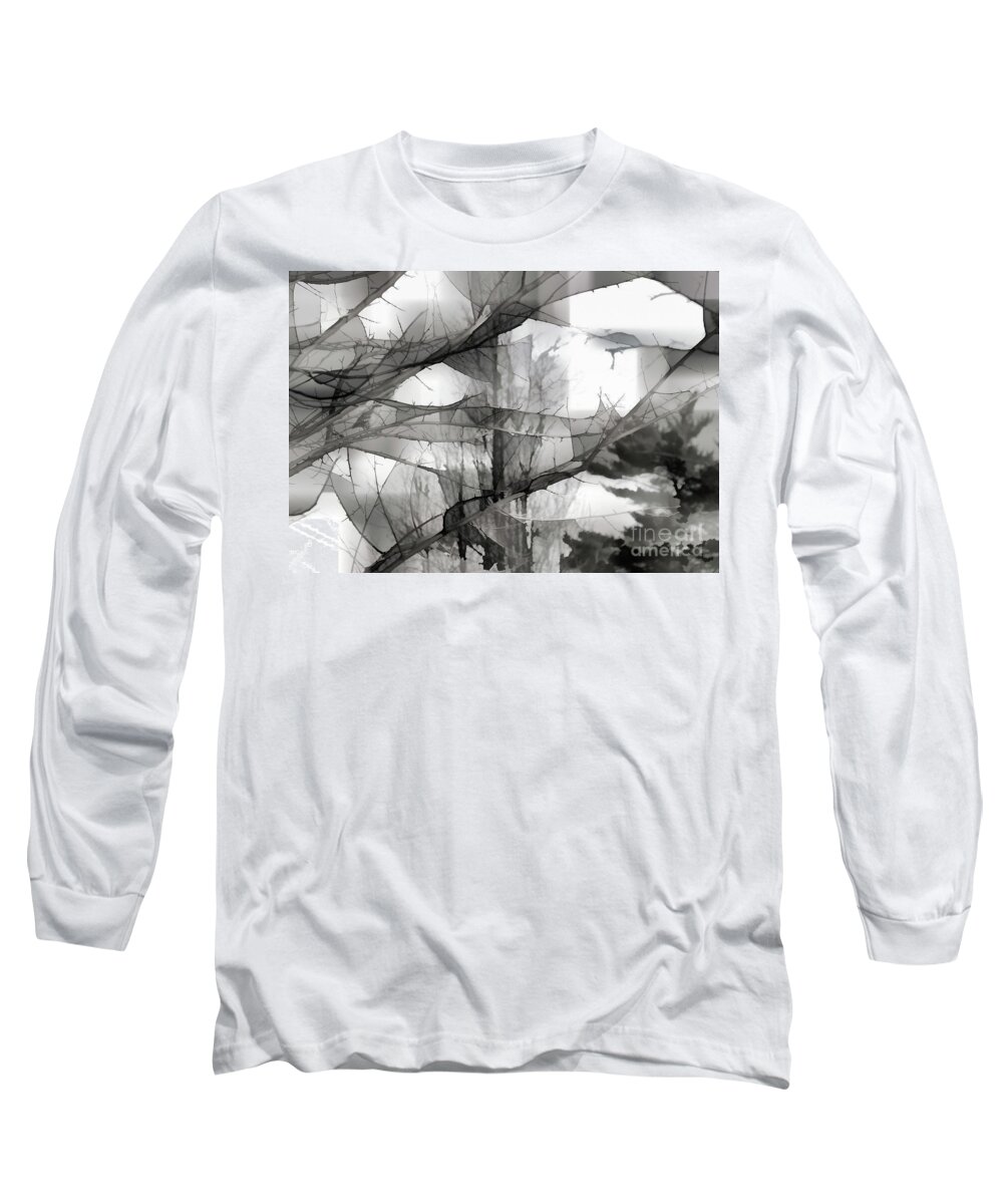 Abstract Long Sleeve T-Shirt featuring the photograph Into The Mystic Black and White by Robyn King