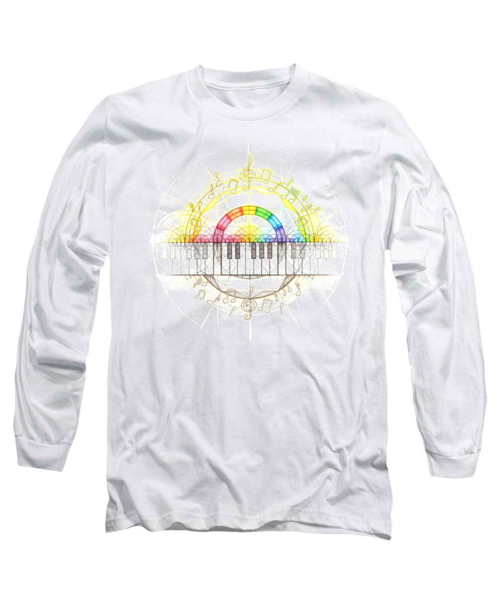 Music Long Sleeve T-Shirt featuring the drawing Intuitive Geometry Music by Nathalie Strassburg