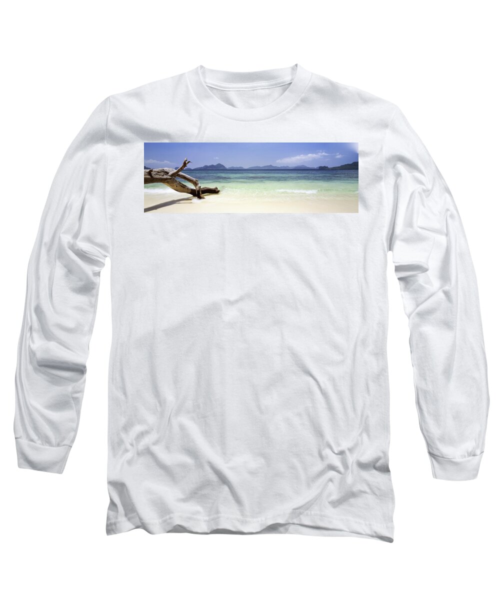 Panorama Long Sleeve T-Shirt featuring the photograph Ipil Beach Palawan Philippines 4 by Sonny Ryse
