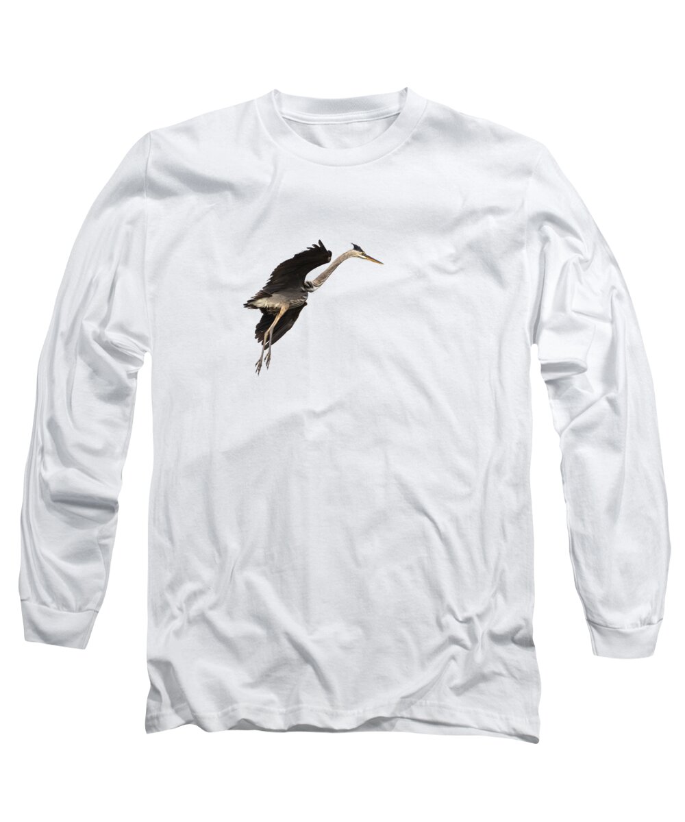 Great Blue Heron Long Sleeve T-Shirt featuring the photograph Isolated Great Blue Heron 2019-5 by Thomas Young