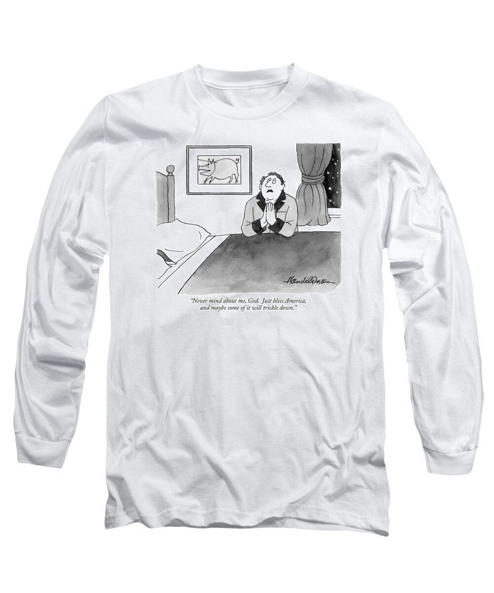Religion Long Sleeve T-Shirt featuring the drawing Just Bless America by JB Handelsman