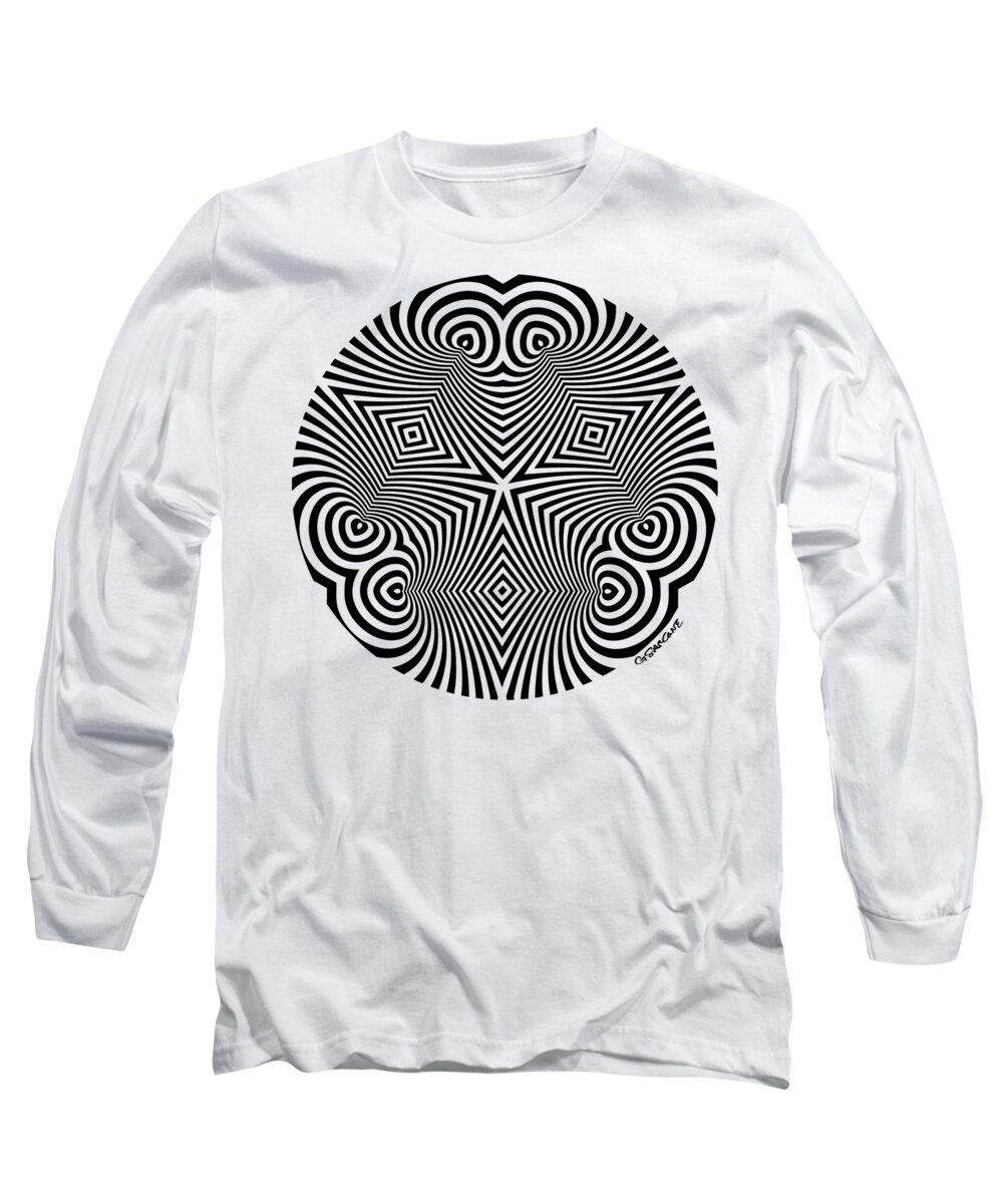 Op Art Long Sleeve T-Shirt featuring the mixed media Karmala by Gianni Sarcone