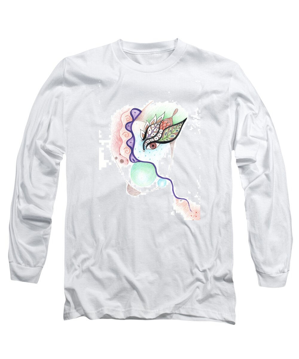 Keep Dreaming By Helena Tiainen Long Sleeve T-Shirt featuring the drawing Keep Dreaming by Helena Tiainen