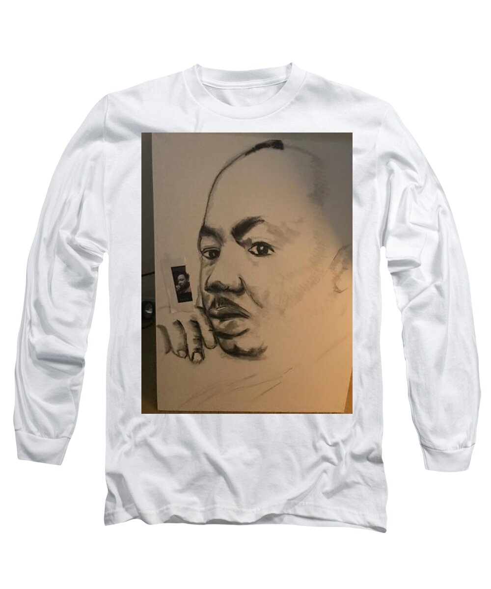  Long Sleeve T-Shirt featuring the drawing King by Angie ONeal