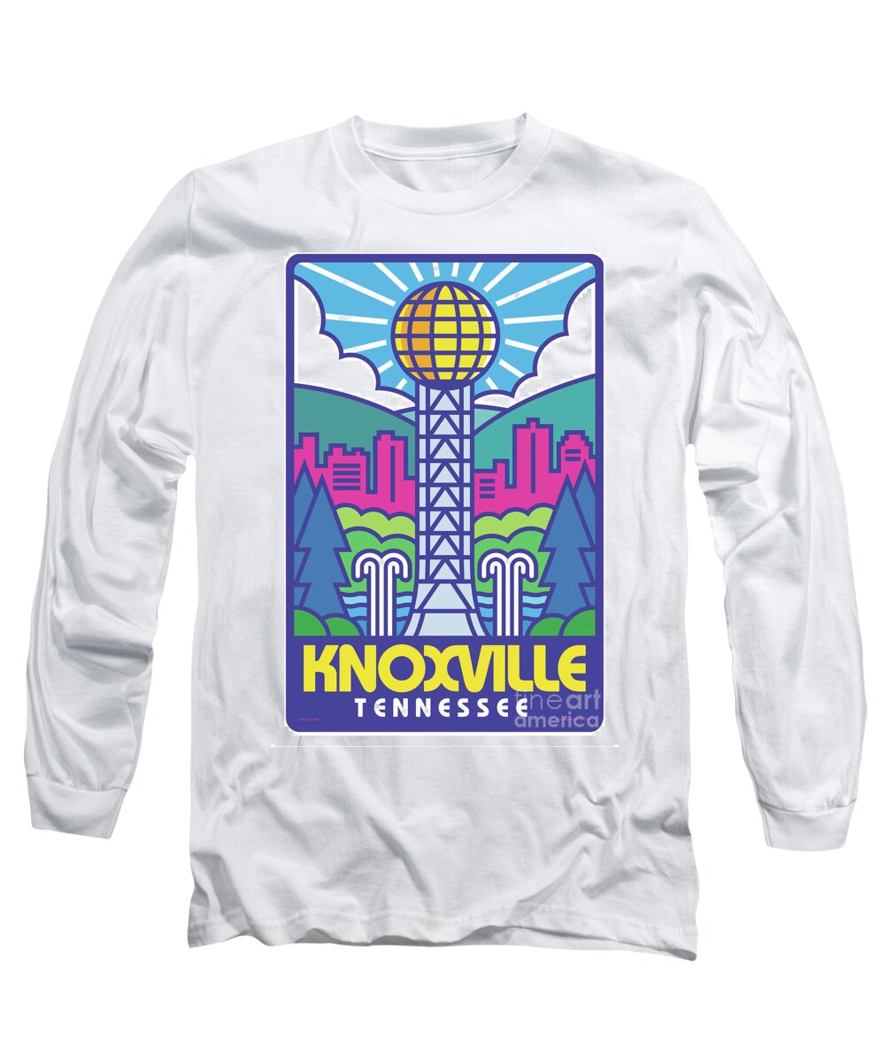 Nashville Long Sleeve T-Shirt featuring the digital art Knoxville Pop Art Travel Poster by Jim Zahniser