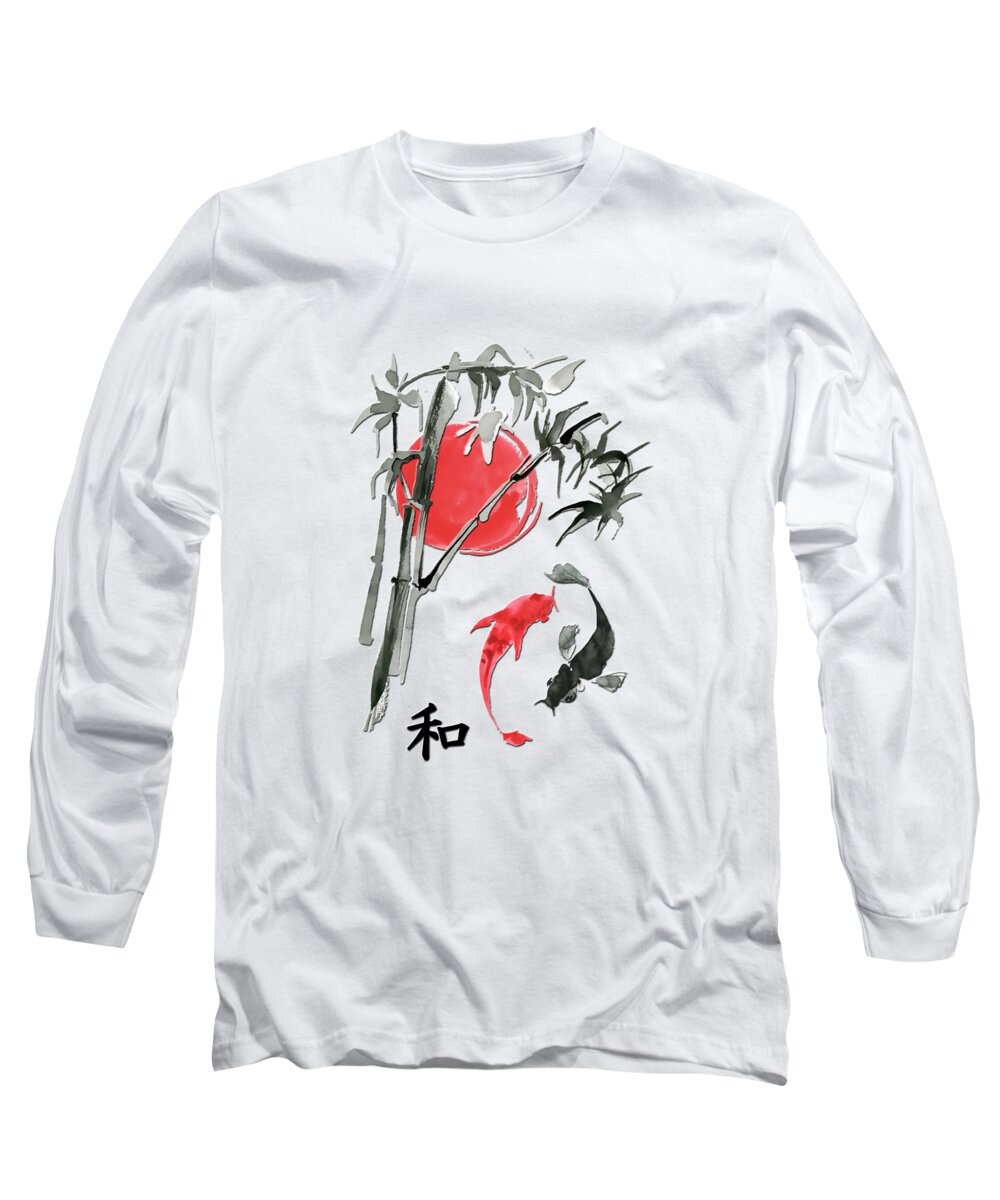 Koi Long Sleeve T-Shirt featuring the digital art Koi Under The Setting Sun by HH Photography of Florida