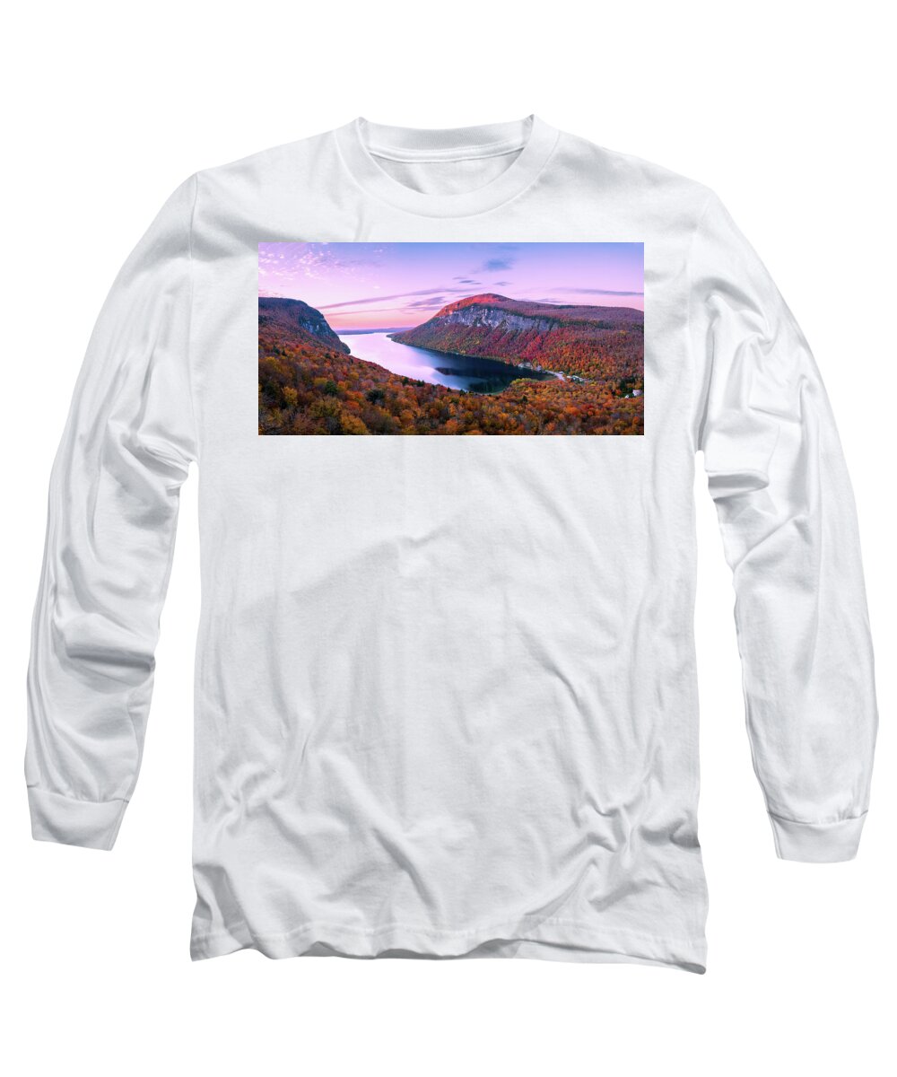 Lake Willoughby Long Sleeve T-Shirt featuring the photograph Lake Willoughby, Vermont Panorama - October 2021 by John Rowe