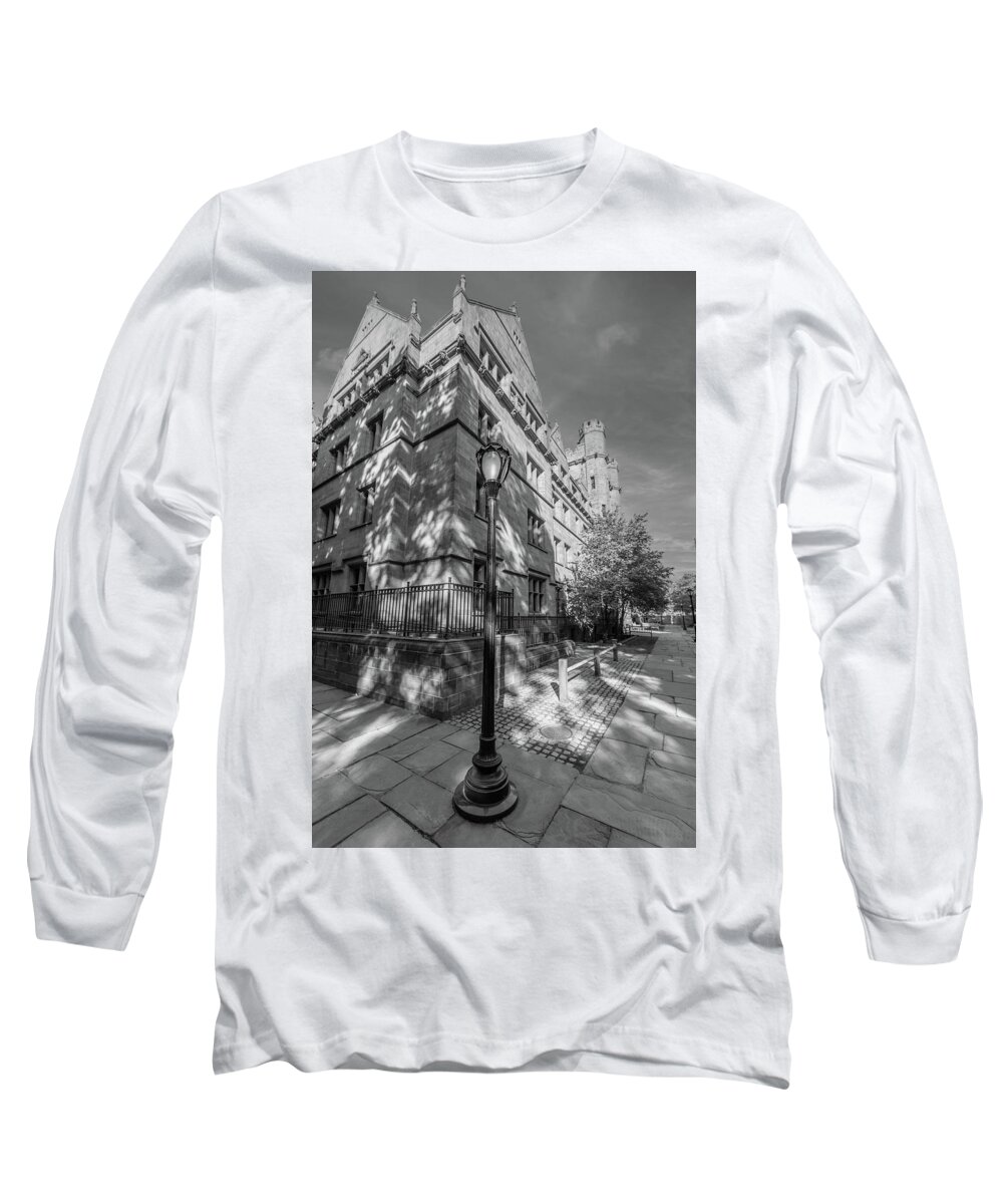 Campus Long Sleeve T-Shirt featuring the photograph Lamp and Connecticut Hall at Yale by John McGraw