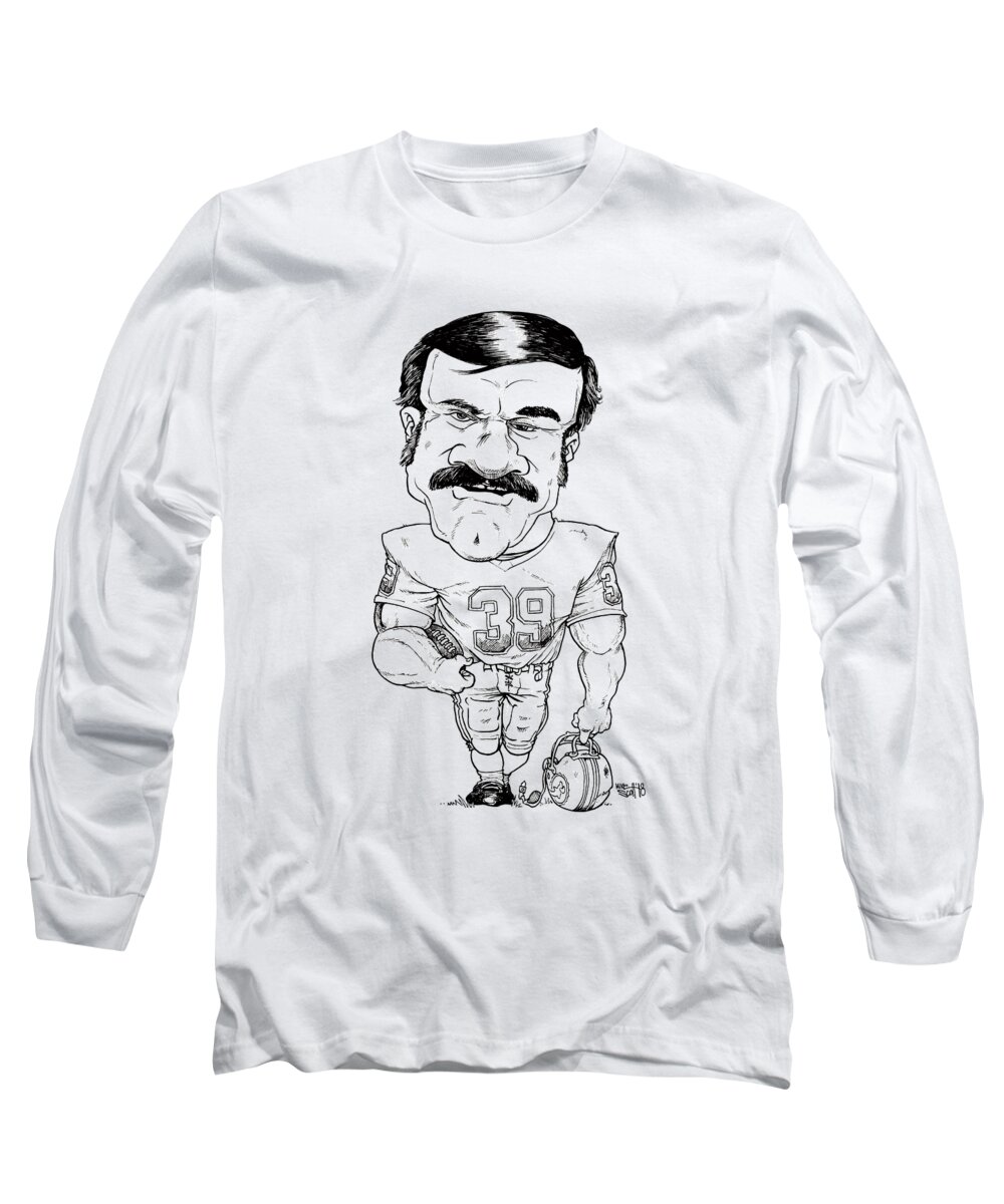 Cartoon Long Sleeve T-Shirt featuring the drawing Larry Csonka by Mike Scott